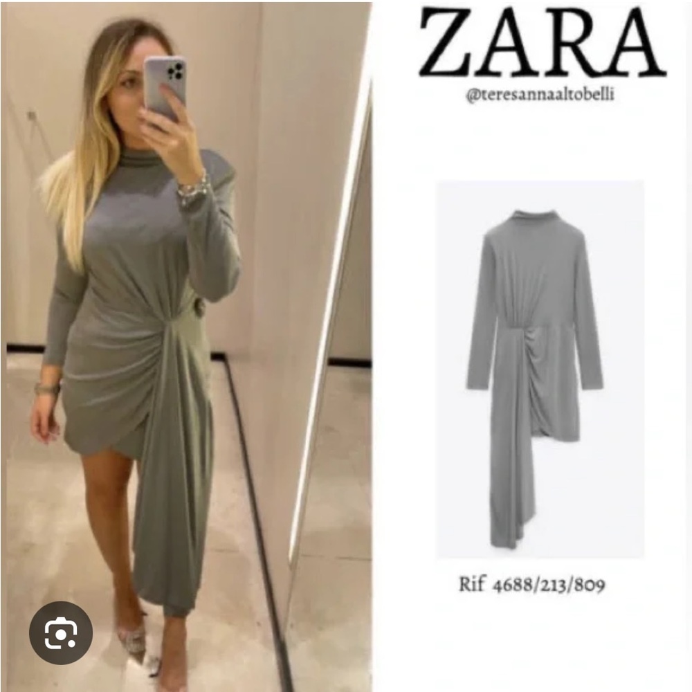 Zara gathered dress in grey